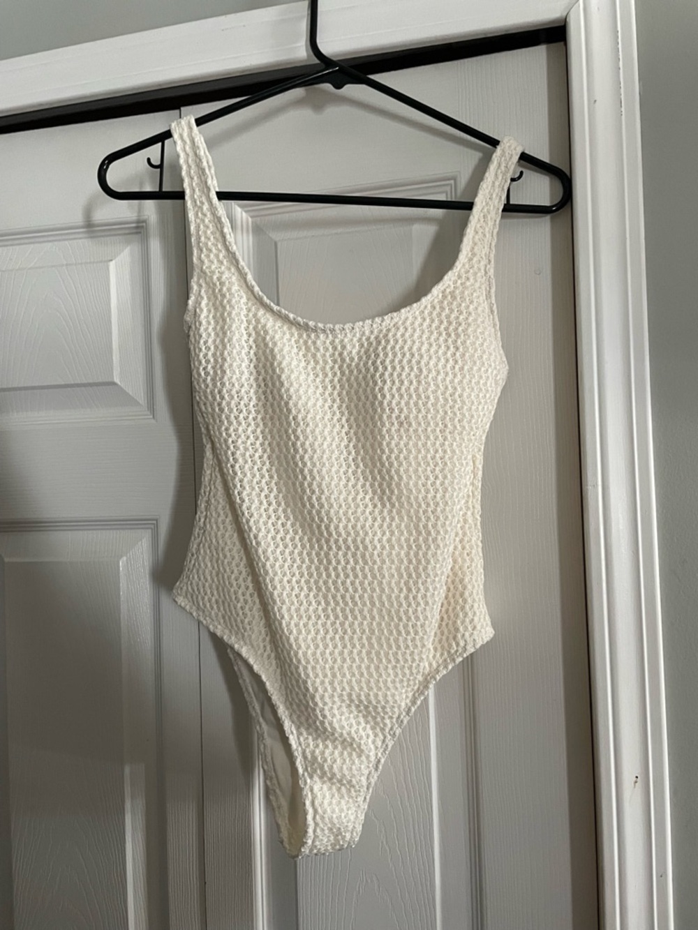 No Boundaries Cream Textured Scoop One-Piece
